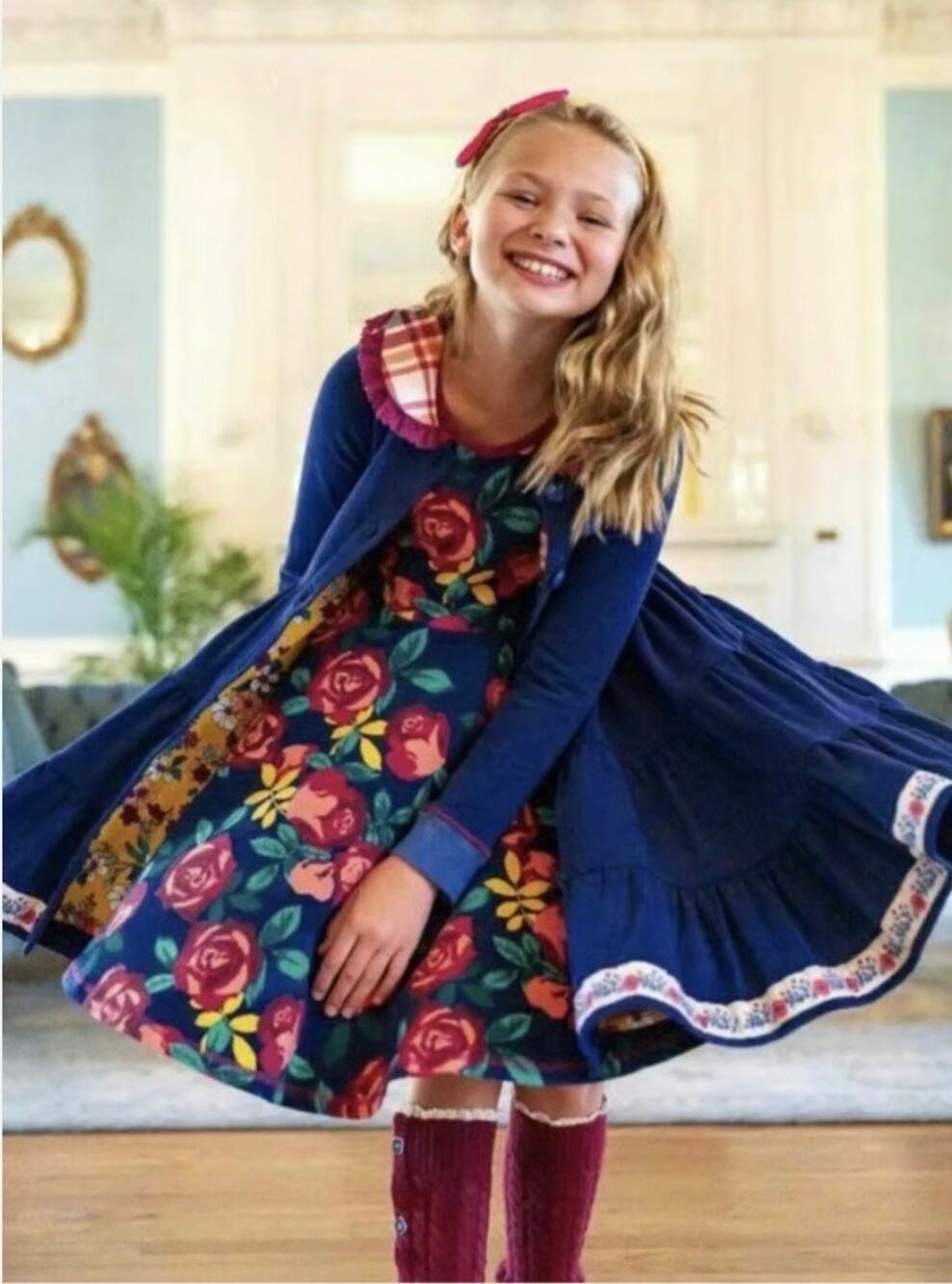 Wildflowers Happy Go Lucky Je T’aime blue tiered jacket